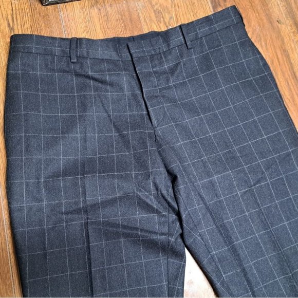 Prada Milano Men's Dress Pants Gray Check Button Fly Slim Fit Size 37x32 / 56 - Picture 4 of 16